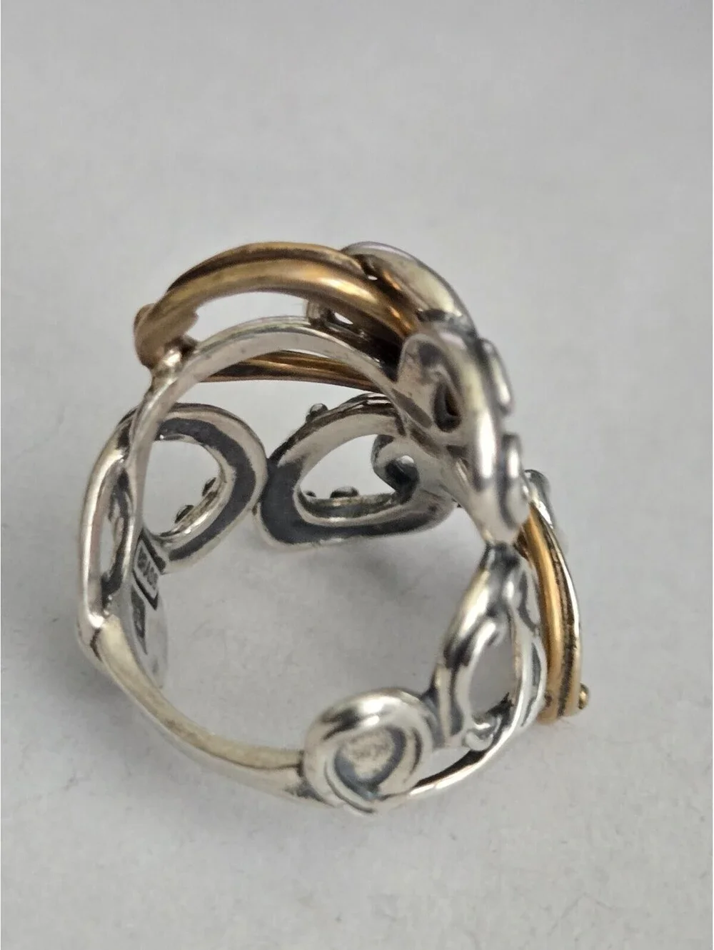 Carolyn Pollack Sterling Silver and Brass Scroll Ring Size 7